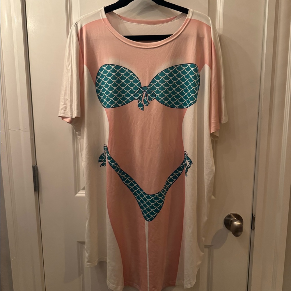 Funny Swim Cover-Up with Bikini Print